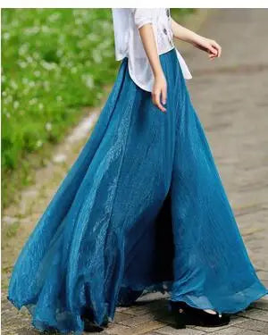 1pcs/lot bohemian style woman beach long skirt summer chiffon candy color long skirt casual skirt free size