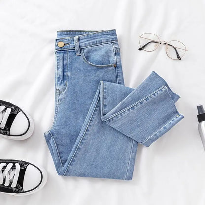Skinny Jeans for Women Female Denim pencil Pants Mid Waist Black Color Stretch Elastic Blue Pencil Jeans Plus Size
