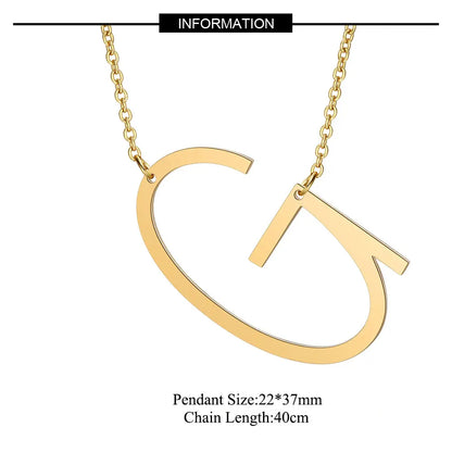 Large Initial Necklace 100% Stainless Steel Jewelry Big Letter Necklace A-Z Gold Color Necklace Monogram Necklace Gifts