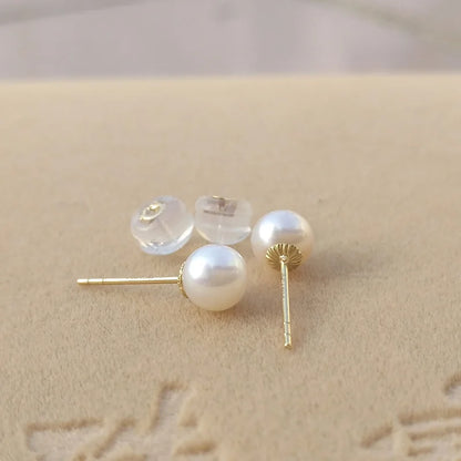 Sinya Au750 Fine Jewelry Women Girls Mum Best Gift Classical 18k Gold Natural Perfect Round Pearls High Luster Stud Earring