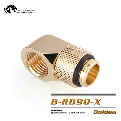 BYKSKI G1/4'' 90 Degree Rotary Compression Fitting / Brass Accessories of Water Cooling Adaptors Copper Metal Connector B-RD90-X