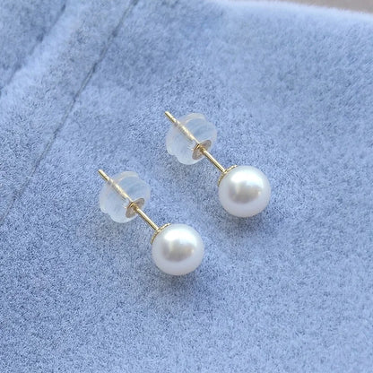 Sinya Au750 Fine Jewelry Women Girls Mum Best Gift Classical 18k Gold Natural Perfect Round Pearls High Luster Stud Earring