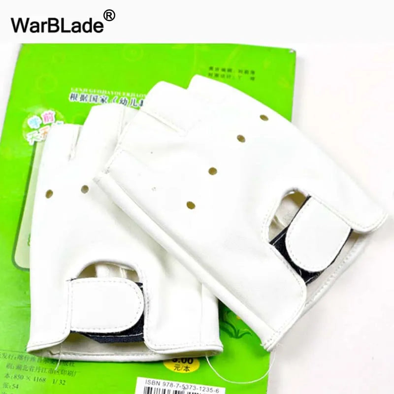 WarBLade High Qualtiy Kids Leather Gloves Boy Girls Fingerless Gloves Chilidren Half Finger Mittens Breathable Gants enfants