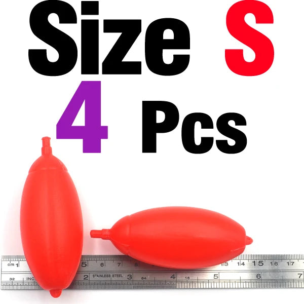MNFT 4Pcs Red Big Belly Plastic Sea Fishing Floats With Hole Large Buoyancy Fishing Float Tackle Tool Size S L