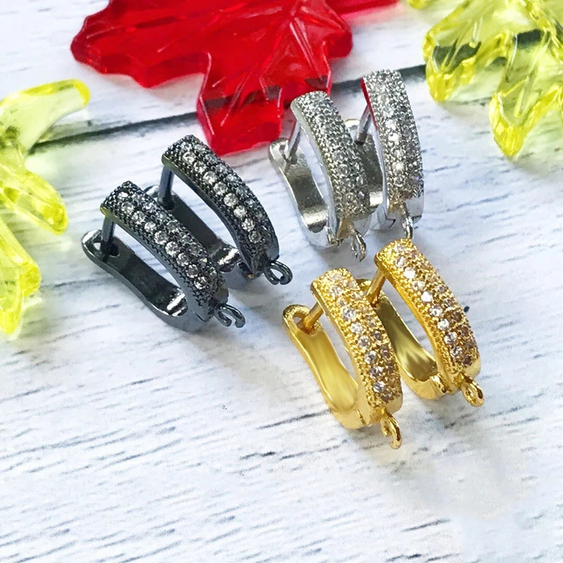 Juya 18K Gold Silver Plated Fastener Bales Fixture Earring Hook Locks For DIY Women Fashion Crystal Agate Charms Earrings Making