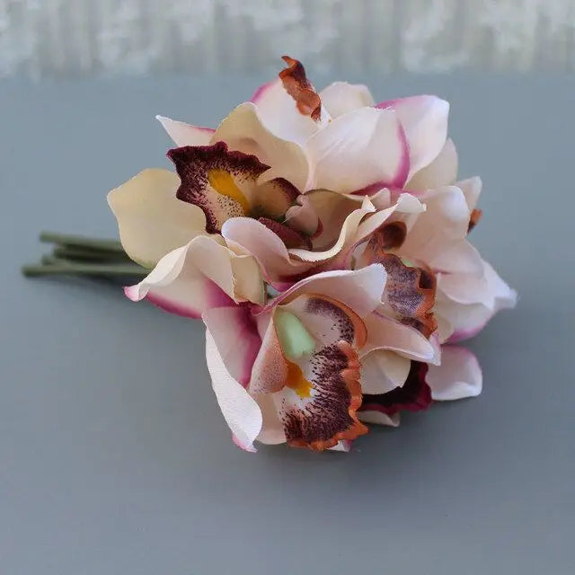 7 head wedding decoration mariage Orchid artificial flower decorative silk voilet bridal bouquet home decoration accessories