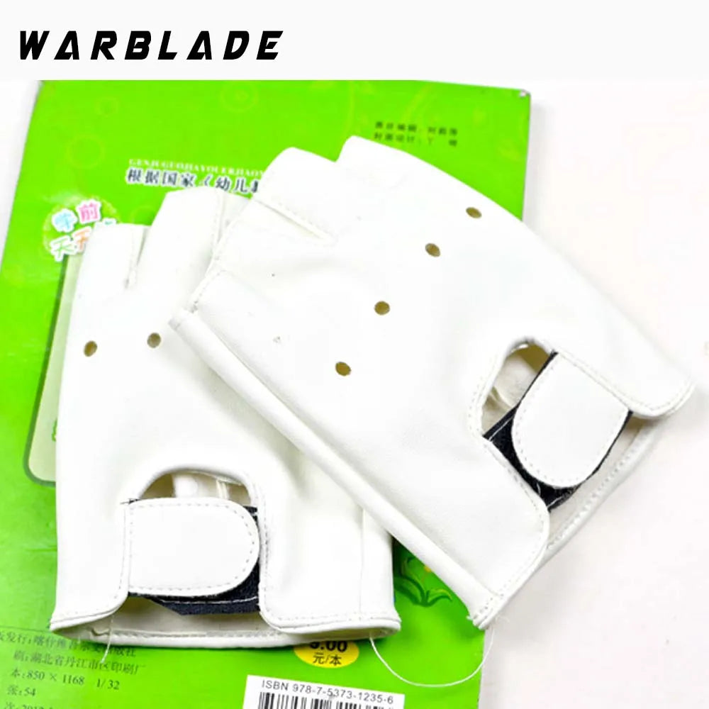 WarBLade High Qualtiy Kids Leather Gloves Boy Girls Fingerless Gloves Chilidren Half Finger Mittens Breathable Gants enfants