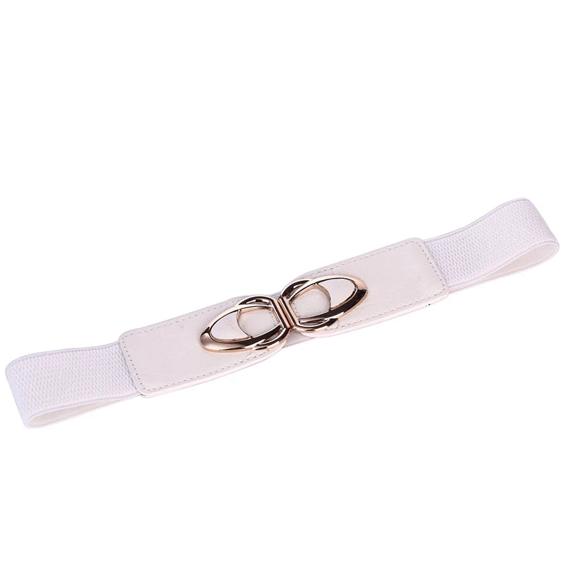 Women's Elastic Stretch Belt with Clasp Alloy Buckle Waist Cinching Waistband Fashion Waist Cinch 4.0cm Wide