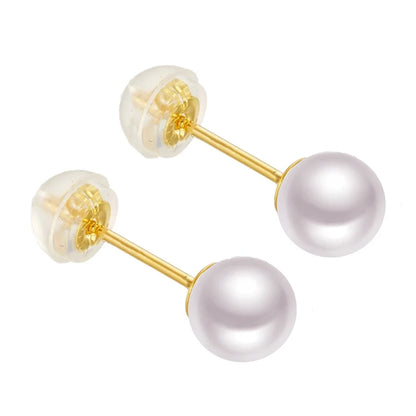 Sinya Au750 Fine Jewelry Women Girls Mum Best Gift Classical 18k Gold Natural Perfect Round Pearls High Luster Stud Earring