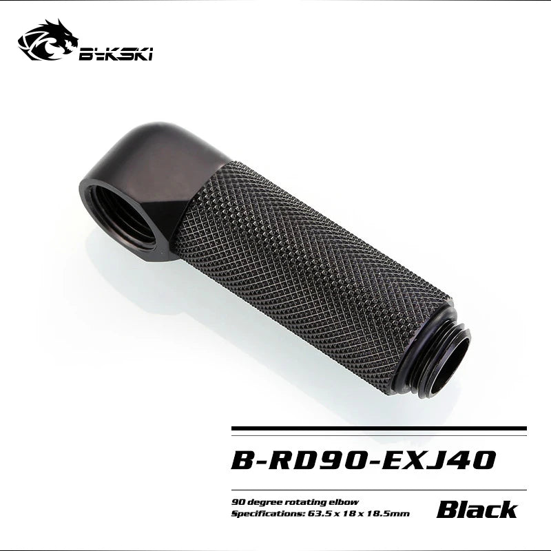 BYKSKI G1/4'' 90 Degree Rotary Fitting / Extend 15/20/25/30/35/40mm Water Cooling Adaptors Color Black