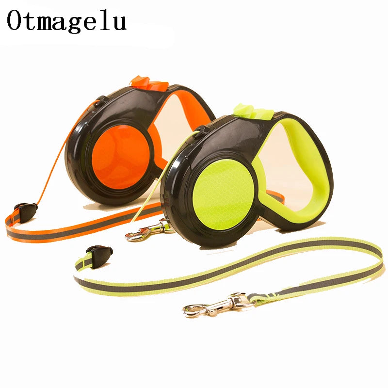 Portable 5 Meters Automatic Retractable Leash Traction Rope Nylon Flexible Pet Dog Lead Night Florescent Leashes Pet Products