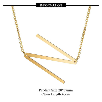 Large Initial Necklace 100% Stainless Steel Jewelry Big Letter Necklace A-Z Gold Color Necklace Monogram Necklace Gifts