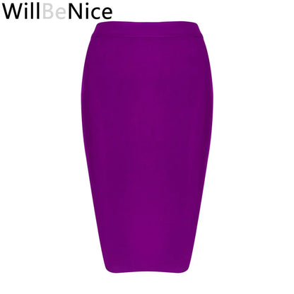 Willbenice Sexy Office Bandage Skirts Nude Purple White Bodycon Slim Womens Knee Length Hot Pink Fuchia Black Pencil Maxi Skirts