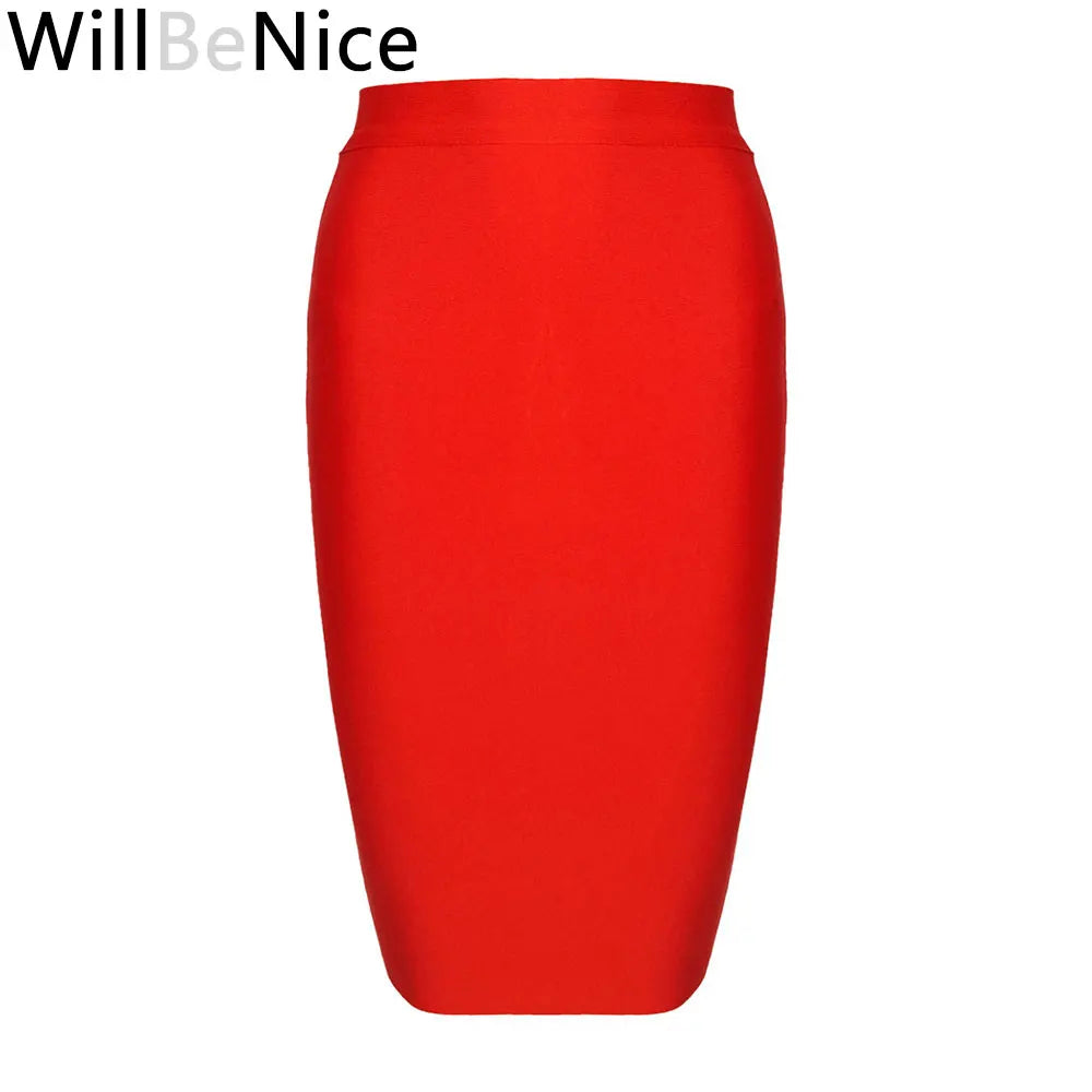 Willbenice Sexy Office Bandage Skirts Nude Purple White Bodycon Slim Womens Knee Length Hot Pink Fuchia Black Pencil Maxi Skirts