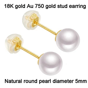 Sinya Au750 Fine Jewelry Women Girls Mum Best Gift Classical 18k Gold Natural Perfect Round Pearls High Luster Stud Earring