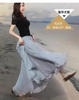 1pcs/lot bohemian style woman beach long skirt summer chiffon candy color long skirt casual skirt free size