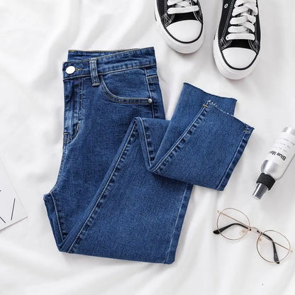 Skinny Jeans for Women Female Denim pencil Pants Mid Waist Black Color Stretch Elastic Blue Pencil Jeans Plus Size