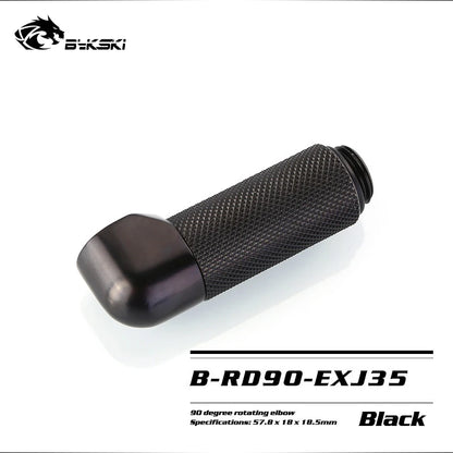 BYKSKI G1/4'' 90 Degree Rotary Fitting / Extend 15/20/25/30/35/40mm Water Cooling Adaptors Color Black