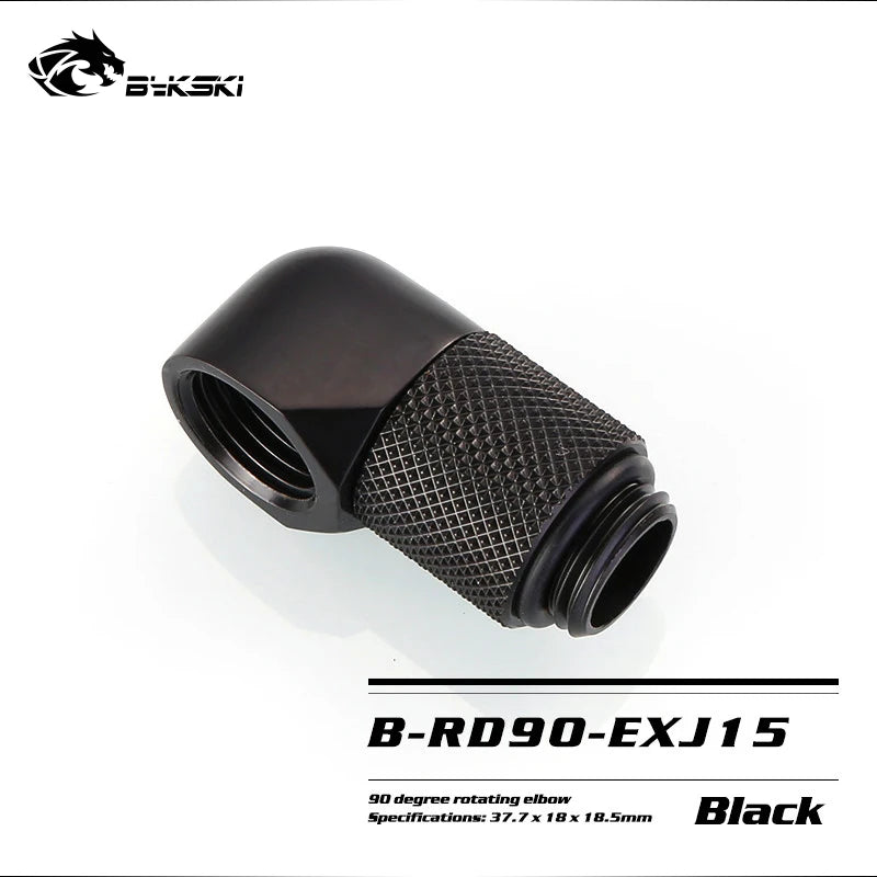 BYKSKI G1/4'' 90 Degree Rotary Fitting / Extend 15/20/25/30/35/40mm Water Cooling Adaptors Color Black