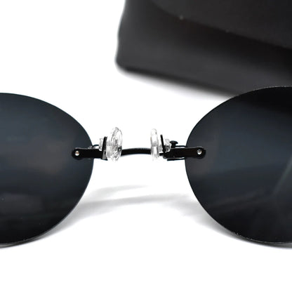 2024 Clip On Nose Sunglasses For Men Brand Designer Retro Hacker Empire Matrix Morpheus Rimless Round Sun Glasses UV400 Shade