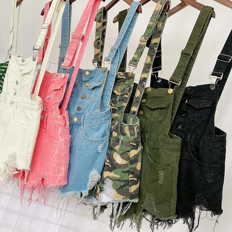 Women's Denim Overalls, Female Jumpsuit, Denim Rompers, Playsuit, Straps, Shorts, Fashion