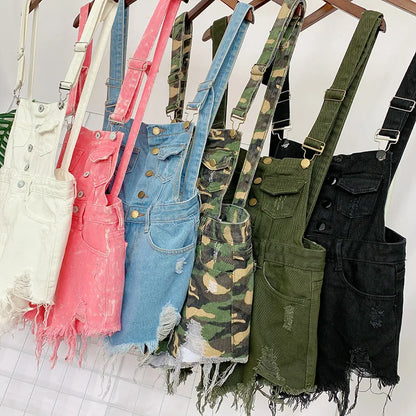 Women's Denim Overalls, Female Jumpsuit, Denim Rompers, Playsuit, Straps, Shorts, Fashion