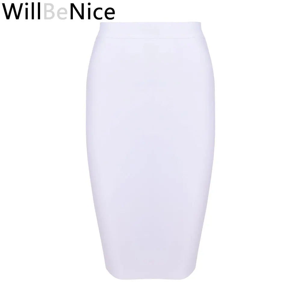 Willbenice Sexy Office Bandage Skirts Nude Purple White Bodycon Slim Womens Knee Length Hot Pink Fuchia Black Pencil Maxi Skirts