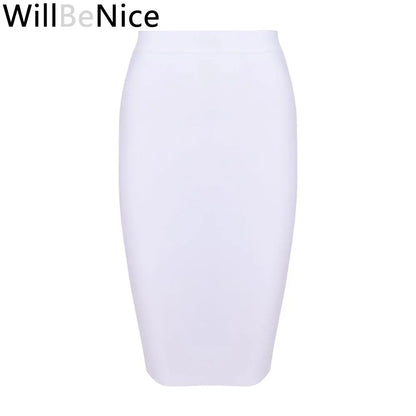 Willbenice Sexy Office Bandage Skirts Nude Purple White Bodycon Slim Womens Knee Length Hot Pink Fuchia Black Pencil Maxi Skirts