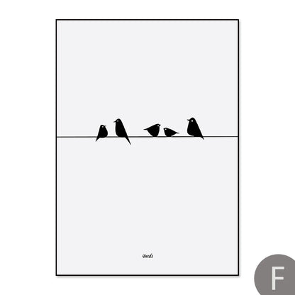 Cats Love Line Canvas Painting Minimalist Decorative Art Print Poster Nordic Black White Wall Picture Decor Nursery Kids Room