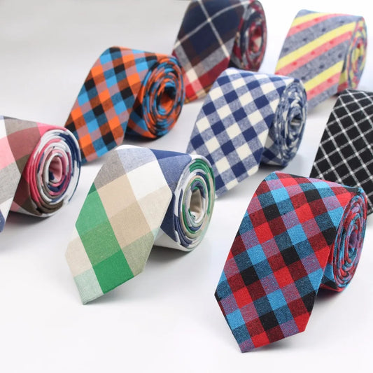 Fashion Tie Classic Men's Plaid Necktie Casual Tartan Suit Bowknots Ties Male Cotton Skinny Slim Ties Colourful Cravat