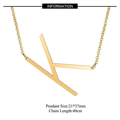 Large Initial Necklace 100% Stainless Steel Jewelry Big Letter Necklace A-Z Gold Color Necklace Monogram Necklace Gifts