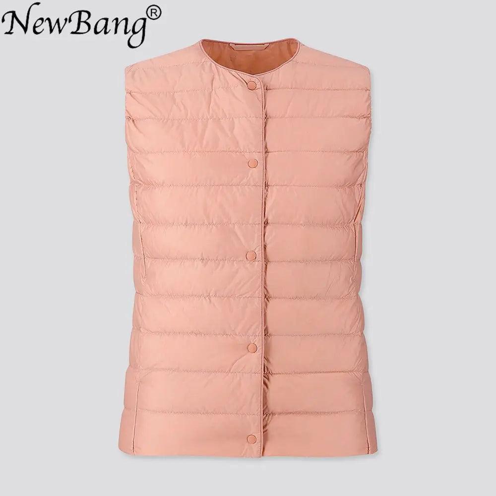 NewBang Women's Matt Fabric Waistcoat Warm Vests Ultra Light Down Vest Women Portable Warm Sleeveless Winter Liner