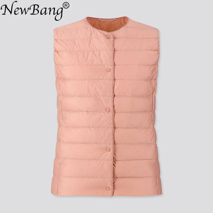 NewBang Women's Matt Fabric Waistcoat Warm Vests Ultra Light Down Vest Women Portable Warm Sleeveless Winter Liner
