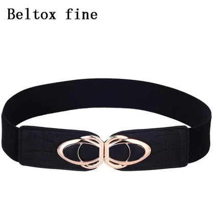 Women's Elastic Stretch Belt with Clasp Alloy Buckle Waist Cinching Waistband Fashion Waist Cinch 4.0cm Wide