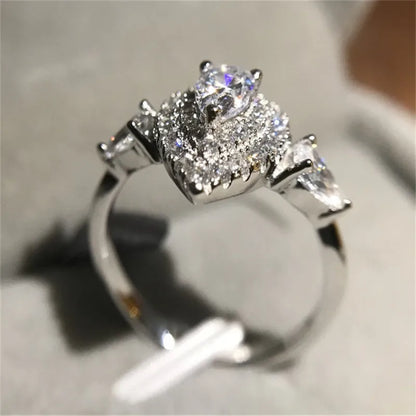 CC Fine Jewelry Rings For Women Fashion Pink Water Drop Love Engagement Bride Wedding Gift Ring Anillo CC585