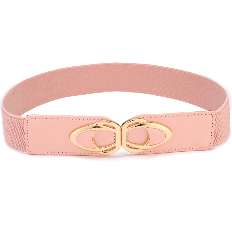 Women's Elastic Stretch Belt with Clasp Alloy Buckle Waist Cinching Waistband Fashion Waist Cinch 4.0cm Wide