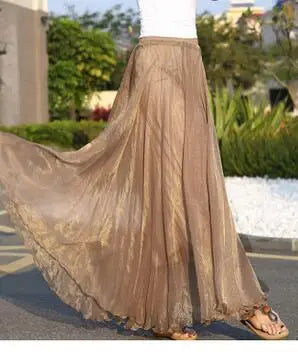 1pcs/lot bohemian style woman beach long skirt summer chiffon candy color long skirt casual skirt free size