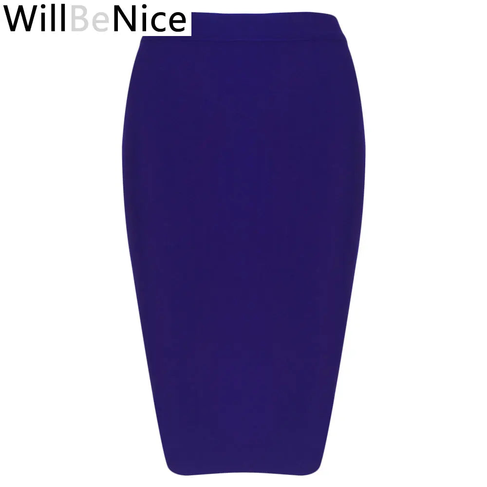 Willbenice Sexy Office Bandage Skirts Nude Purple White Bodycon Slim Womens Knee Length Hot Pink Fuchia Black Pencil Maxi Skirts