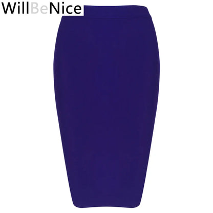 Willbenice Sexy Office Bandage Skirts Nude Purple White Bodycon Slim Womens Knee Length Hot Pink Fuchia Black Pencil Maxi Skirts