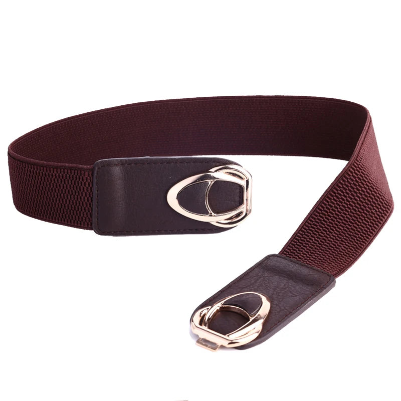 Women's Elastic Stretch Belt with Clasp Alloy Buckle Waist Cinching Waistband Fashion Waist Cinch 4.0cm Wide
