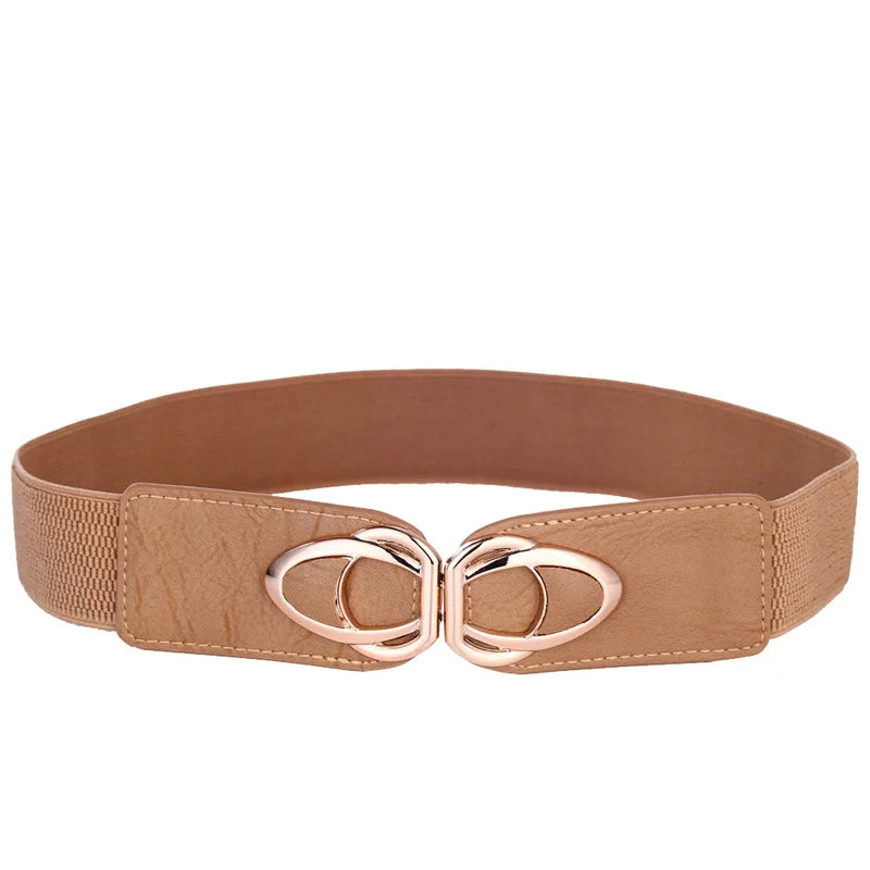 Women's Elastic Stretch Belt with Clasp Alloy Buckle Waist Cinching Waistband Fashion Waist Cinch 4.0cm Wide