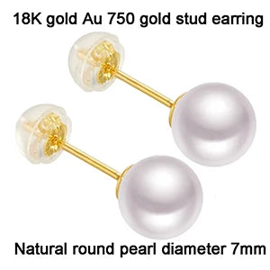 Sinya Au750 Fine Jewelry Women Girls Mum Best Gift Classical 18k Gold Natural Perfect Round Pearls High Luster Stud Earring