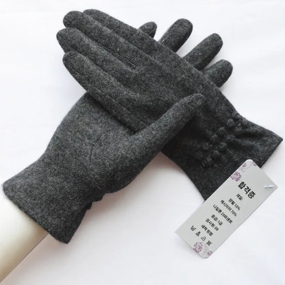 [BYSIFA] Winter Cashmere Wool Gloves Women New Soft Elegant Mittens Gloves Top Grade Thick Warm Touch Screen Ladies Gray Gloves