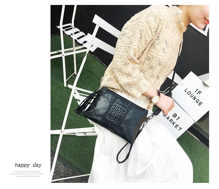 Fashion Tassel Women's Bags Luxury Fringed Handbags Leather Women Messenger Bag For Girls Crossbody Bag Females Clutches