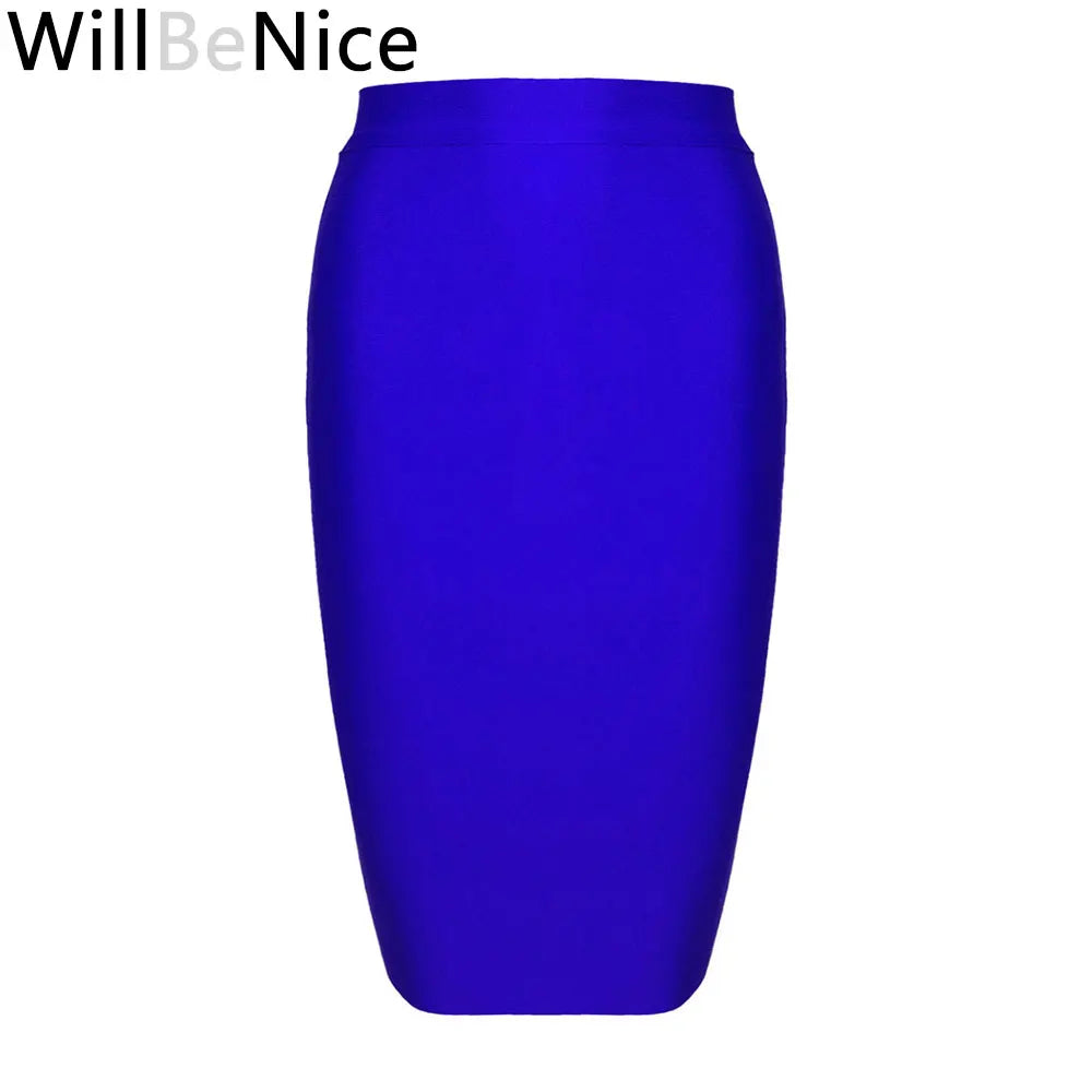 Willbenice Sexy Office Bandage Skirts Nude Purple White Bodycon Slim Womens Knee Length Hot Pink Fuchia Black Pencil Maxi Skirts