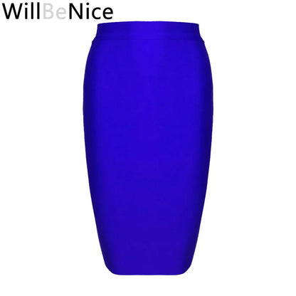 Willbenice Sexy Office Bandage Skirts Nude Purple White Bodycon Slim Womens Knee Length Hot Pink Fuchia Black Pencil Maxi Skirts