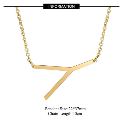 Large Initial Necklace 100% Stainless Steel Jewelry Big Letter Necklace A-Z Gold Color Necklace Monogram Necklace Gifts