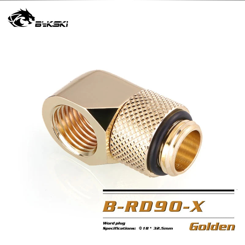 BYKSKI G1/4'' 90 Degree Rotary Compression Fitting / Brass Accessories of Water Cooling Adaptors Copper Metal Connector B-RD90-X