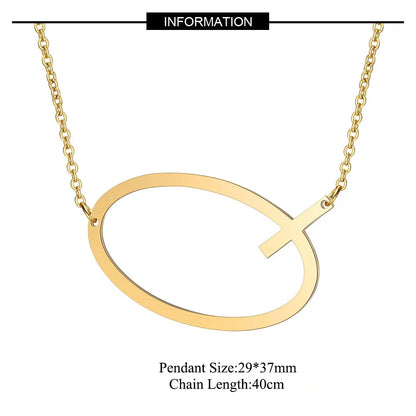 Large Initial Necklace 100% Stainless Steel Jewelry Big Letter Necklace A-Z Gold Color Necklace Monogram Necklace Gifts