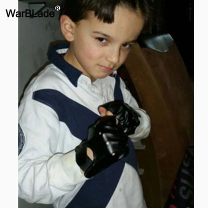 WarBLade High Qualtiy Kids Leather Gloves Boy Girls Fingerless Gloves Chilidren Half Finger Mittens Breathable Gants enfants